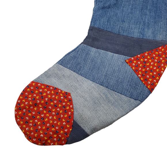 Vintage Denim Christmas Stockings Pair Deadstock Fabric Handmade Stockings - Picture 8 of 14